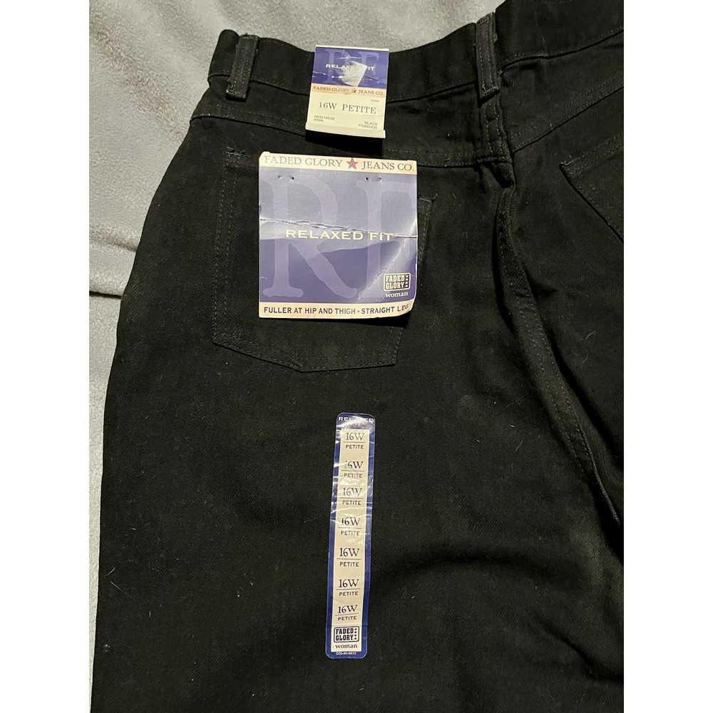 Vtg Women's Faded Glory Black Denim Jeans‎ (16) NWT
